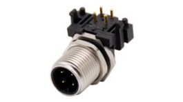 RND 205-01190, M12 Right Angle Plug PCB Circular Connector, 4 Poles, A-Coded, Solder, RND Connect