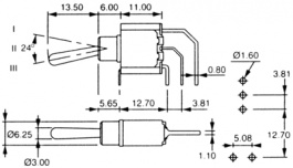 5236WWADB, Toggle Switch, On-On, Solder-In Pins, Bent Over Vertically, APEM