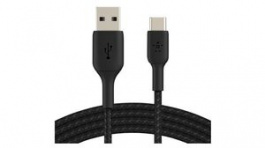 CAB002BT2MBK, Braided Cable USB-A Plug - USB-C Plug 2m Black, BELKIN