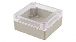 RP1055C, Plastic Enclosure with Clear Lid 85x80x40mm Light Grey ABS/Polycarbonate IP65, Hammond