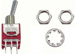 RND 210-00467, Sub-Miniature Toggle Switch, On-None-On, PC Thru-hole, RND Components