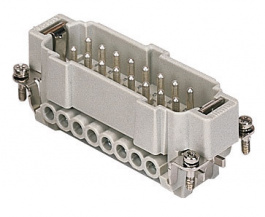 CNEM 16 T, CNE, 16 poles + earth, male insert, with male contacts, silver plated, ILME