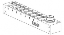 120247-0063, Sensor Distributor 8x M8, Socket, 3-Pole, A-Coded/M16 Plug 6A Number of Ports 8, Molex
