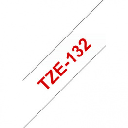 TZE-132, <br/>Ленты Brother для P-touch 12 mm красный на прозрачном, Brother