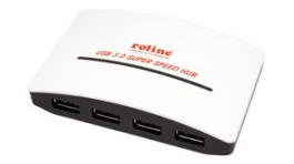 14.02.5027, USB Hub with Power Supply, USB 3.0, USB Mini-B 5-Pin Socket, Black / White, Roline