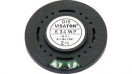 K 34 WP - 8 Ohm, Miniature Speaker 33.8mm 8Ohm 2W 79dB Black, Visaton