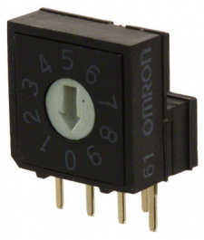 A6RV-101RF, Кодирующий переключатель; DEC/BCD; Положения:10; THT; Шаг:2,54мм, Omron