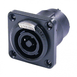 NLT4FP-BAG, Panel socket Speakon stx black, 4 poles, Neutrik