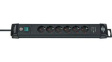 1951160601 Outlet Strip 6 Schuko Type F Black CEE 7/4