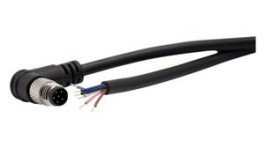 RND 205-01166, M8 Right Angle Plug Cable Connector, 2m, 6 Poles, A-Coded, Solder, RND Connect