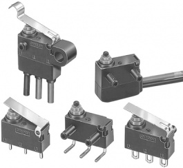 D2HW-A211DL, Micro switch 0.1 A Flat lever Snap-action switch left angled 1 change-over (CO), Omron