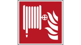 817038, ISO Safety Sign - Fire Hose Reel, Square, White on Red, Polyester, 1pcs, Brady
