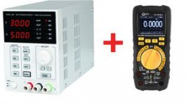 BUNDLE - 320-KA3005D + 355-00010, Bench Top Power Supply + True RMS Autoranging Digital Multimeter, 30V, 5A, 150W, Adjustable, CEE 7/7, RND Lab