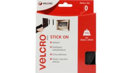 VEL-EC60217, Stick On Hook and Loop Black 20 mmx5 m, VELCRO