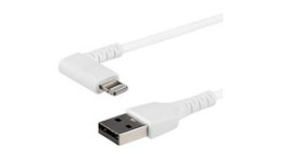 RUSBLTMM1MWR, Charging Cable Right Angled USB-A Plug - Apple Lightning 1m USB 2.0 White, StarTech.com