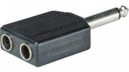 RND 205-00589, Mono Audio Adapter 6.3 mm Plug - 2x 6.35 mm Socket, RND Connect