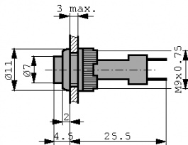 1.10.107.011/0104, Pushbutton Switch, 0.1 A, 24 VAC/VDC, RAFI