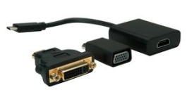 12.99.3229, Video Adapter, USB C Plug - HDMI Socket/VGA Socket/DVI Socket, 100mm, Value