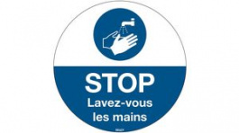 306902, Wash Your Hands, Floor Sign, French, White on Blue, Polyester, Mandatory Action,, Brady