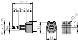SMC-10 V10 105 A 2020 MTA, Rotary Potentiometer, 1 MOhm, PCB Connection, Piher