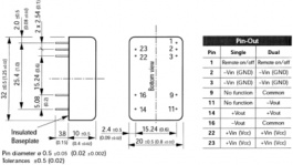 TEN 8-2423WI, Преобразователь: DC/DC; 8Вт; Uвх:9?36В; Uвых:15ВDC; Uвых.2:-15ВDC, Traco Power