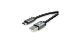 11.02.9027, Cable USB-A Plug - USB-C Plug 800mm Black, Roline