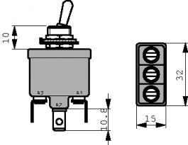 3539-021N000, Toggle Switch, On-Off-On, Blade Terminal 6.3 x 0.8 mm, APEM