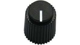 RND 210-00294, Plastic Round Knob with Aluminium Cap, black, 6.4 mm, RND Components