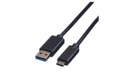 11.44.9011, Cable Green USB-A Plug - USB-C Plug 1m USB 3.0 Black, Roline