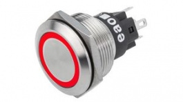 82-6651.1114, Vandal Resistant Pushbutton Switch, Red, 600 mA, 36 V, 1CO, IP65/IP67/IK10, EAO