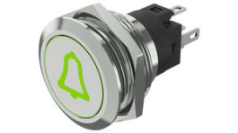 82-6151.1A34.B005, Illuminated Pushbutton 1CO, IP65/IP67, LED, Green, Momentary Function, EAO