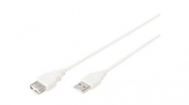 AK-300202-018-E, Extension Cable USB-A Plug - USB-A Socket 1.8m White, DIGITUS