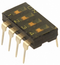 A6T-4102, Переключатель: DIP-SWITCH; Кол-во секций:4; ON-OFF; 0,025A/24ВDC, Omron