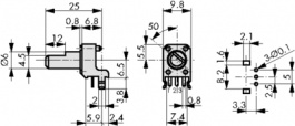 RK09K1110BUU, Potentiometer, 100 kOhm, PCB Connection, Alps