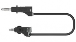 RND 350-00103, 4mm Banana Plug Test Lead 500mm Black, Nickel-Plated Brass, RND Lab