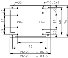 FL 42/9, PCB Transformer 42 VA 2 x 9VAC, BLOCK