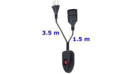 03 1595, Mouse cable switch with 1.5/3.5/5 m cord, J (T13), Type 12, Steffen