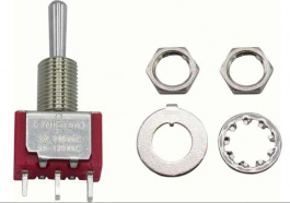 RND 210-00495, Miniature Toggle Switch, (On)-Off-(On), Soldering Lugs, RND Components