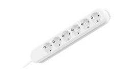 381.247K, Outlet Strip SMART 6x DE Type F (CEE 7/3) Socket - CEE 7/7 Plug White 1.5m, Bachmann