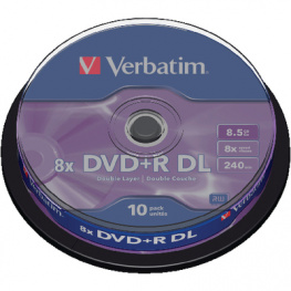 43666, DVD+R DL 8.5 GB Spindle of 10, Verbatim