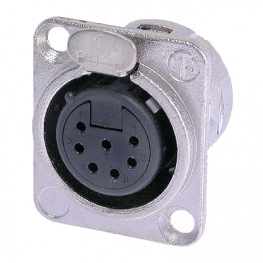NC7FD-L-1, Гнездо; XLR; "мама"; PIN:7; фланец (2 отверстия), на панель; пайка, Neutrik