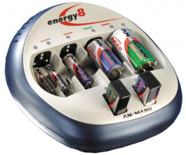 ENERGY 8 PLUS, Charger NiMH/NiCd 4x D / 4x C / 6x AAA / 6x AA / 2x 9V, Ansmann
