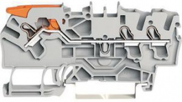 2102-1301, Feedthru Terminal, Cage Clamp, 3 Poles, 0.25 ... 4mm\x1a, Wago