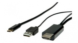 11.04.5955, HDMI Cable, HDMI Plug - USB A Plug/USB C Plug, 1m, Roline
