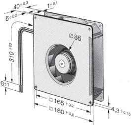 RG 125-19/56, Radial fan AC 180 x 180 x 40 mm 230 VAC, Ebmpapst