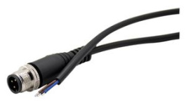 RND 205-01212, M12 Straight Plug Cable Connector, 2m, 3 Poles, A-Coded, Solder, RND Connect