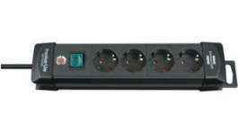 1951140100, Outlet Strip 4 Schuko Type F Black CEE 7/4, Brennenstuhl