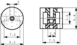 B65517-D100-A48 [2 шт], Комплект сердечника P 9 х 5 уп-ку=2 ST, TDK-Epcos