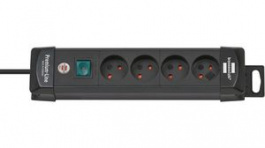 1155005014, Outlet Strip 4 Type K Black Type K 1.8m, Brennenstuhl