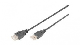 AK-300202-030-S, Extension Cable USB-A Plug - USB-A Socket 3m Black, DIGITUS